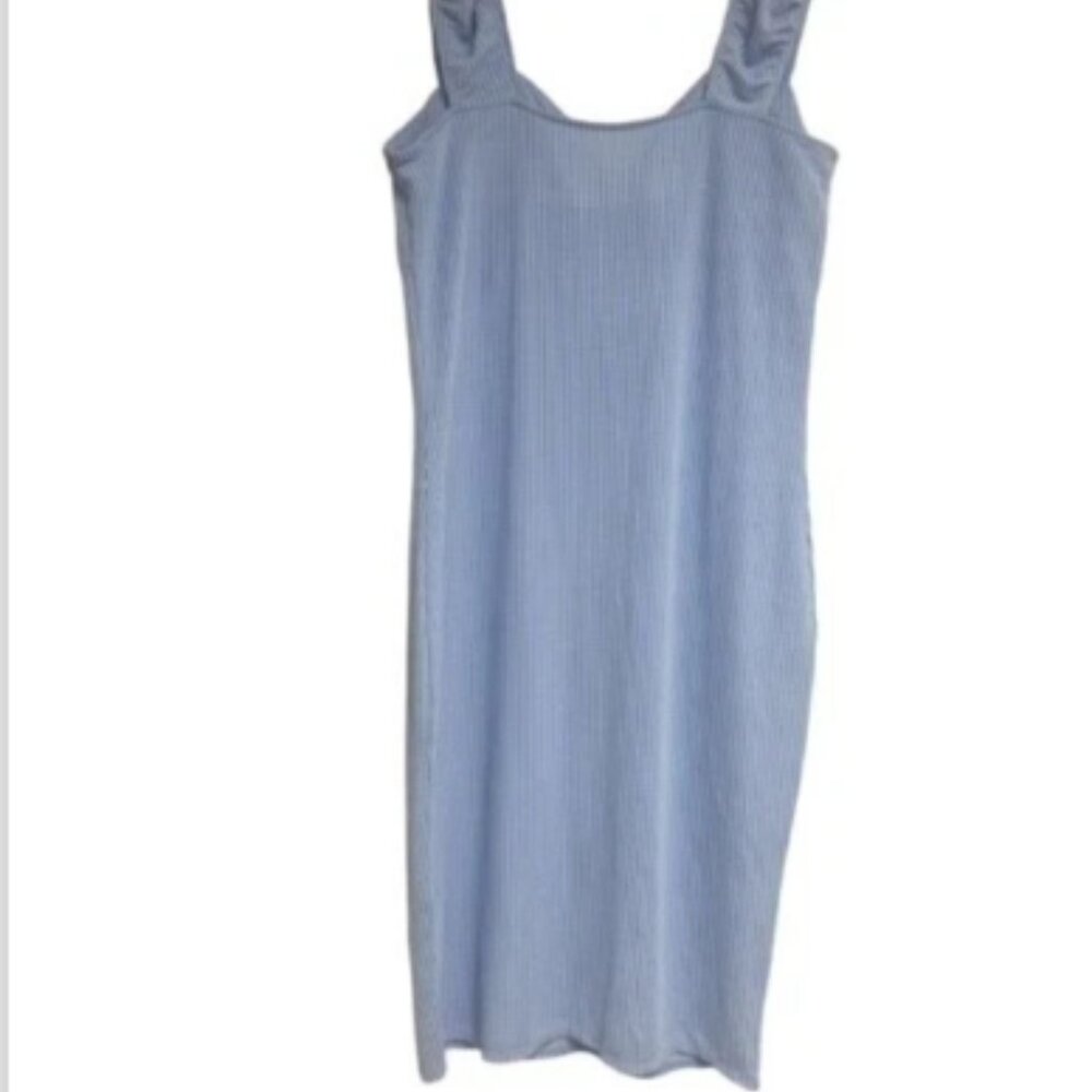 No Boundaries Junior Miss Light Blue Peasant Babydoll Ribbed Dress Size 2XL (19) - Picture 2 of 10